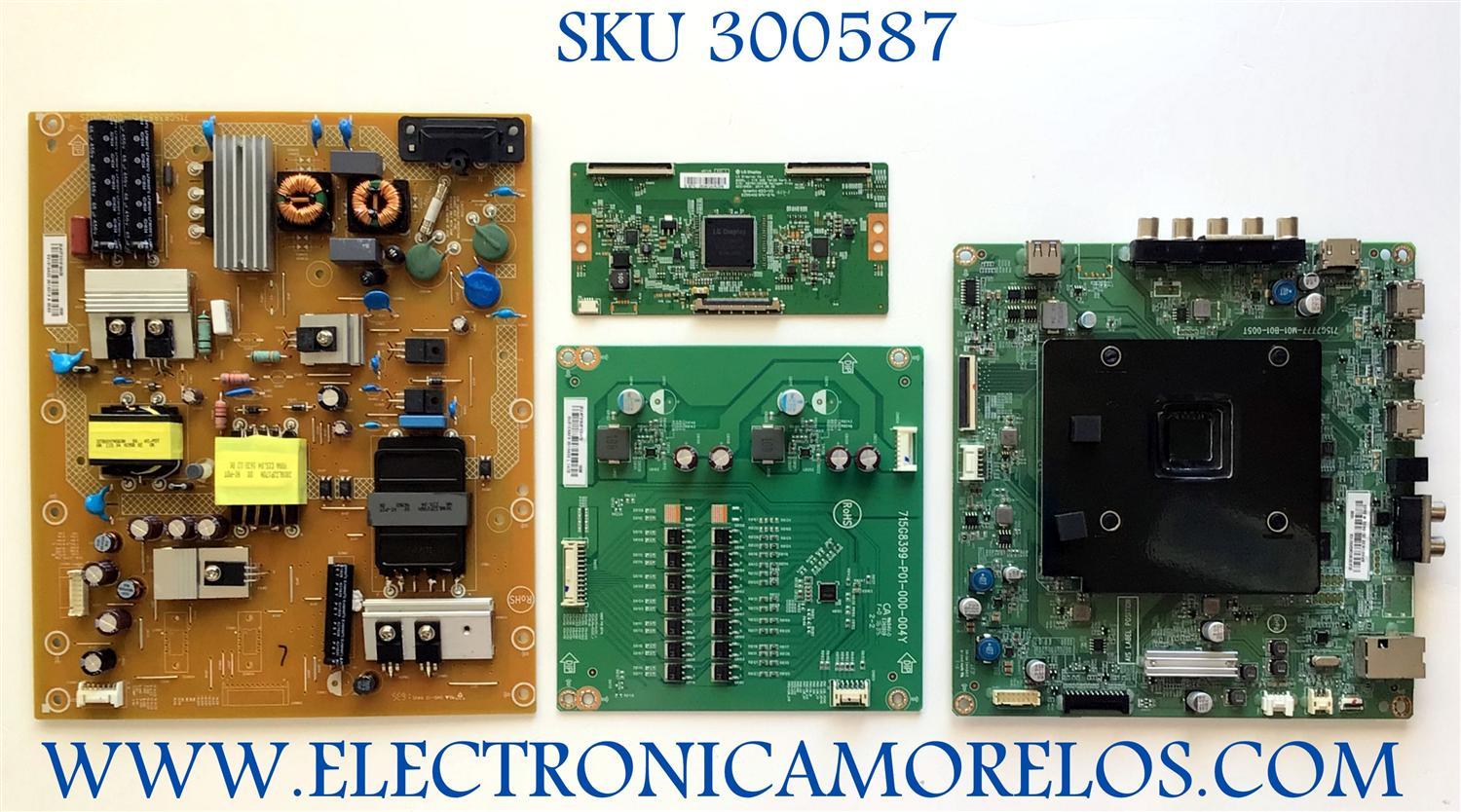 KIT DE TARJETAS PARA TV VIZIO / MAIN XGCB0QK026 / 715G7777-M01-B01-005T / FUENTE ADTVG1918AD3 / 715G8388-P01-000-002S / T-CON 6871L-3959A / 6870C-0535B LED DRIVER LNTVGU21EXAF8 / 715G8399-P01-000-004Y / TPT550U2-EQYSHM.G REV:S1U / MODELO E55-E1 LTM7VIBS 